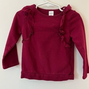 Carters sweatshirt style shirt with ruffle accent, Magenta, Girls 2T